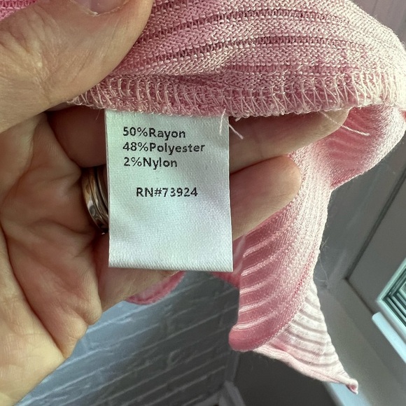 Ming Wang Pink Asymmetric Ribbed Knit Cardigan Jacket Topper Size XS Minimalist - Picture 6 of 10